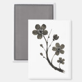 Plum Blossom Line Art - Botanisches Design auf Magnet (Vorderseite/Rückseite)