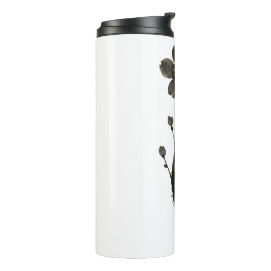 Plum Blossom Line Art - Botanisches Design auf Thermosbecher (Nach links gedreht)