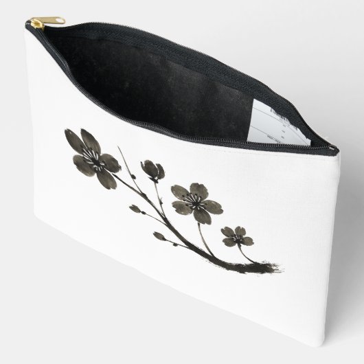 Plum Blossom Line Art - Botanisches Design auf Zubehörtasche (Offen)