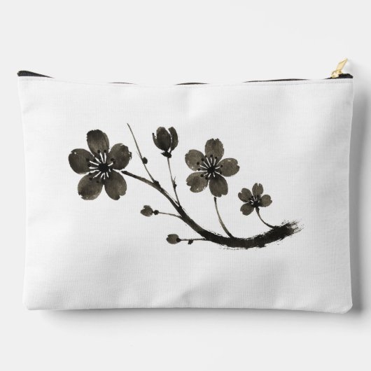 Plum Blossom Line Art - Botanisches Design auf Zubehörtasche (Rückseite)