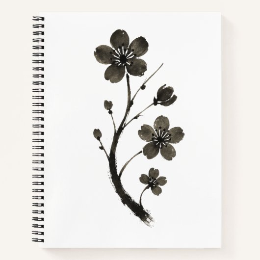 Plum Blossom Line Art - Minimal Botanisches Notebo Notizblock (Vorderseite)