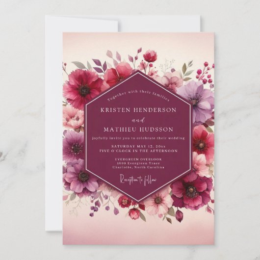 Plum Blossom Romance Wedding Einladung (Vorderseite)