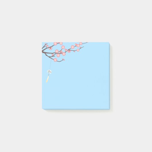 Plum Blossom und Glass Wind Chime Post-it Klebezettel (Vorderseite)