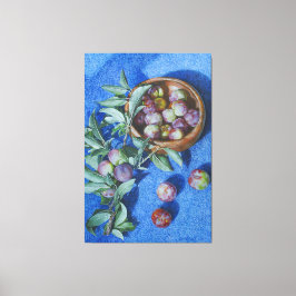 Plum Blossom Zweige auf blauem Hintergrundbild Leinwanddruck