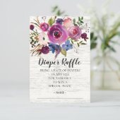 Plum & Blue Baby Duschdusche Windeln Raffle Ticket Einladung (Stehend Vorderseite)