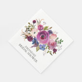Plum Blue Floral Brautparty Paper Napkins Serviette (Ecke)