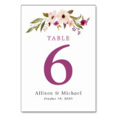 Plum Boho Chic Wedding Tischnummern (Vorderseite)