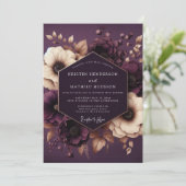 Plum Botanical Enchantment Wedding Einladung (Stehend Vorderseite)