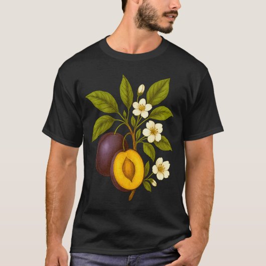 Plum Botanical Fruit Graphic Orchard Farm Nature A T-Shirt (Vorderseite)