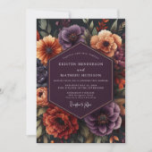 Plum Botanical Opulent Wedding Einladung (Vorderseite)