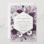 Plum Botanical Romance Wedding Einladung (Vorderseite)