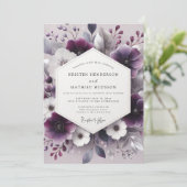 Plum Botanical Romance Wedding Einladung (Stehend Vorderseite)