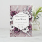 Plum Botanical Whimsical Wedding Einladung (Stehend Vorderseite)