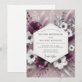 Plum Botanical Whimsical Wedding Einladung (Vorne/Hinten)