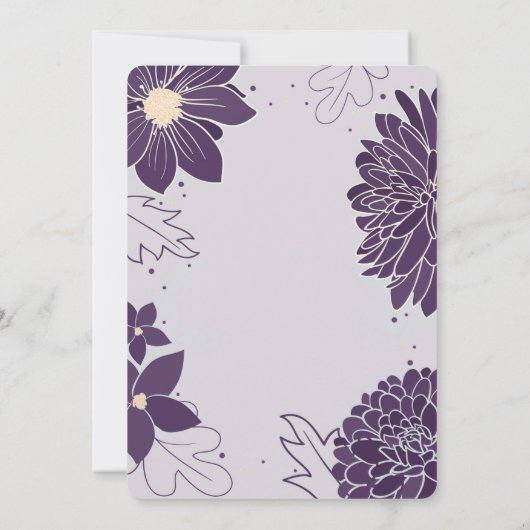 Plum Botanicals for Girls with Foto Christening Einladung (Rückseite)