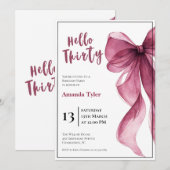 Plum Bow 30th Birthday Invitation Einladung (Vorne/Hinten)