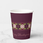 Plum Burgund mit floralen Akzenten Pappbecher (Rückseite)