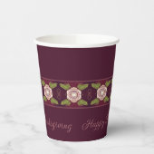 Plum Burgund mit floralen Akzenten Pappbecher (Links)