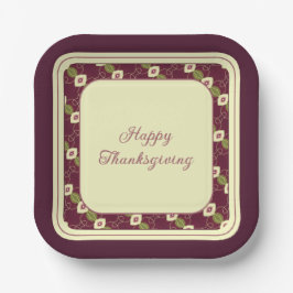 Plum Burgund und Creme Square Pappteller