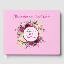 Plum Burgundy Blush Pink Floral Gästebuch