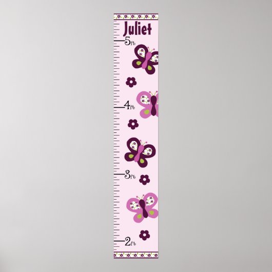 Plum Butterfly Growth Chart Behalten auf 8x44! Poster (Vorne)