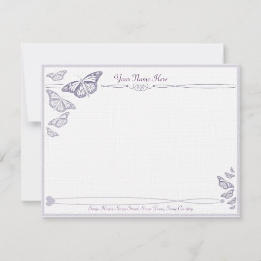 Plum Butterfly Korrespondence Cards Mitteilungskarte (Vorderseite)