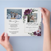 Plum Celebration of Life Folded Funeral Program Flyer (Hand)