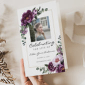 Plum Celebration of Life Folded Funeral Program Flyer