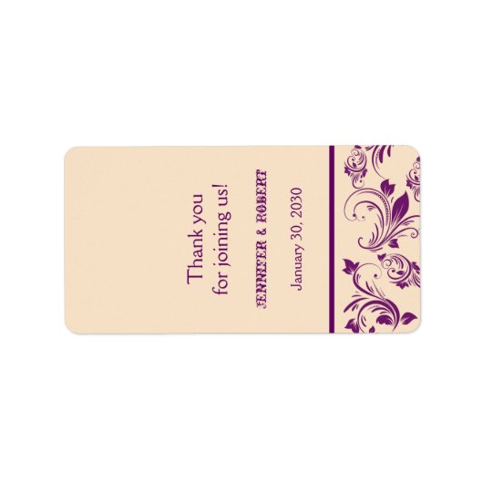 Plum Champagne Scroll Wedding Lip Balm Label Adressaufkleber (Vorne)