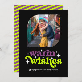 Plum & Chartreuse Modernes Retro Weihnachtsfest Fo Feiertagskarte