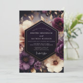 Plum Chiaroscuro Bloom Wedding Einladung (Stehend Vorderseite)