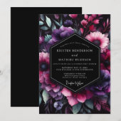 Plum Chiaroscuro Flora Wedding Einladung (Vorne/Hinten)