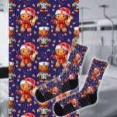 Plum Christmas Nurse Whimsical Gingerbread Man Socken