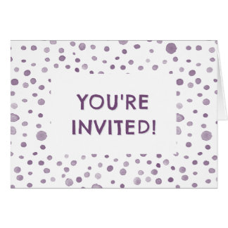 Plum Confetti Watercolor Dots Geburtstag Einladung