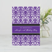 Plum Damask 35. Geburtstagsparty Einladungen (Stehend Vorderseite)