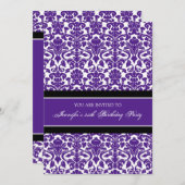 Plum Damask 35. Geburtstagsparty Einladungen (Vorne/Hinten)