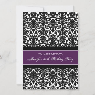 Plum Damask 60. Geburtstagsparty Einladungen