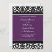 Plum Damask 85. Geburtstagsparty Einladungen (Rückseite)