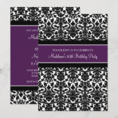 Plum Damask 85. Geburtstagsparty Einladungen (Vorne/Hinten)