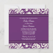Plum Damask Custom Baby Shower Invitations Einladung (Rückseite)
