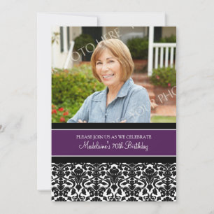 Plum Damask Foto 70. Geburtstagsparty Einladungen