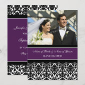 Plum Damask Foto Eloption Announctions Cards Ankündigung (Vorne/Hinten)