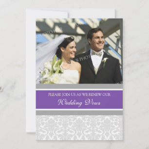 Plum Damask Foto Hochzeitfeier Neuerliche Einladun Einladung