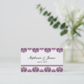 Plum Damask Hochzeitskarte Visitenkarte (Stehend Vorderseite)