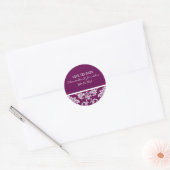 Plum Damask Hochzeitskleber Runder Aufkleber (Umschlag)