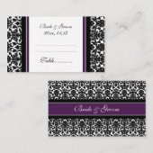 Plum Damask Hochzeitstisch-Platzierungskarten Platzkarte (Vorne/Hinten)