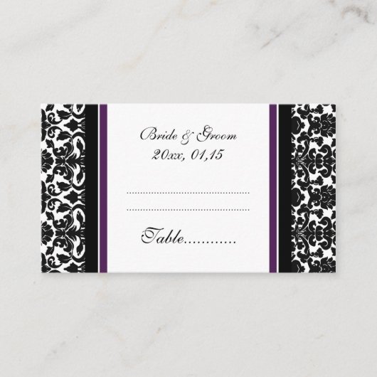 Plum Damask Hochzeitstisch-Platzierungskarten Platzkarte (Vorderseite)