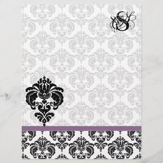 Plum Damask Monogram Letterhead (Vorderseite)