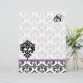 Plum Damask Monogram Letterhead (Stehend Vorderseite)