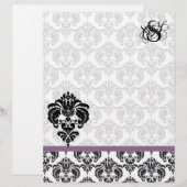 Plum Damask Monogram Letterhead (Vorne/Hinten)